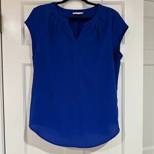 Fun2Fun Walden Split Neck Blouse - Blue - L (Stitch Fix)